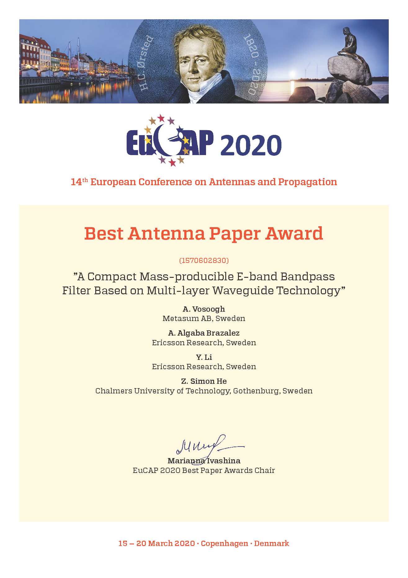 Best paper award Antennas Best paper award Antennas